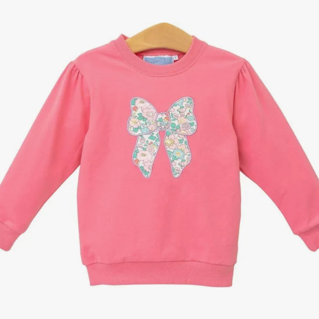 Trotter Street Girls LS French Terry Bow Pullover