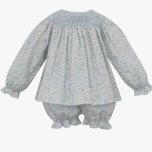 Petit Bebe Girls Blue Liberty Floral Andrea Bishop Bloomer Set