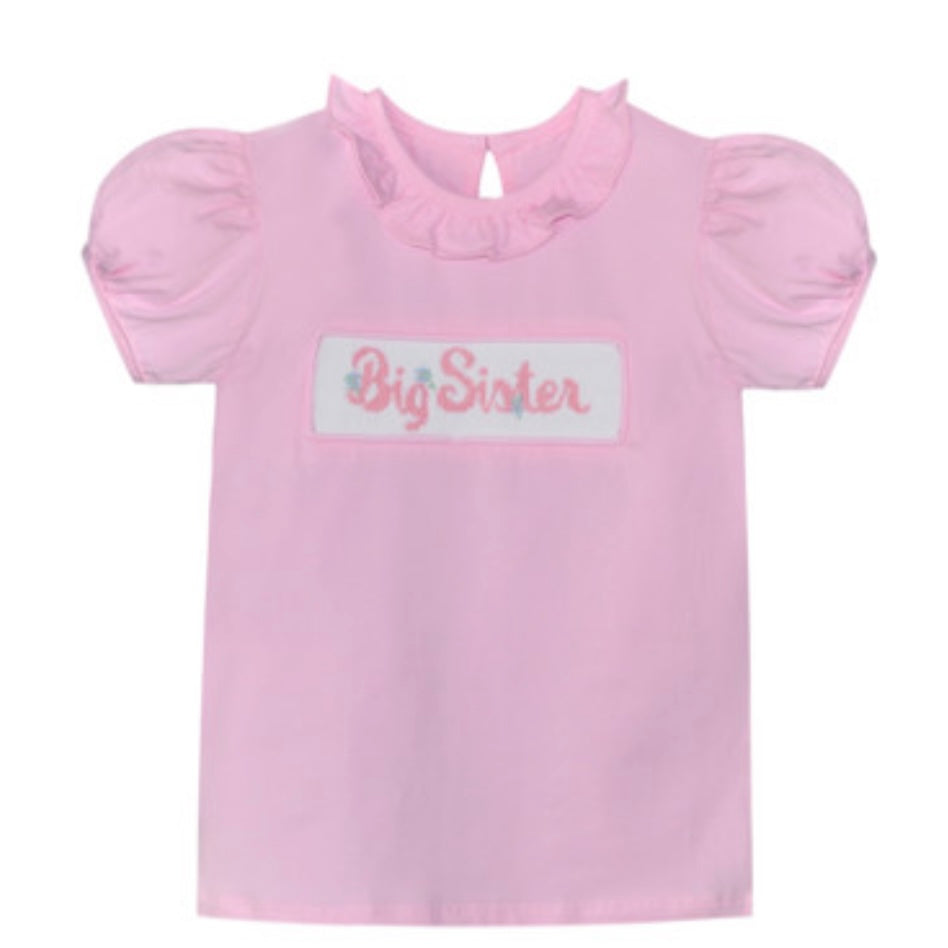Remember Nguyen Girls Pink Big Sister Smocked Shirt