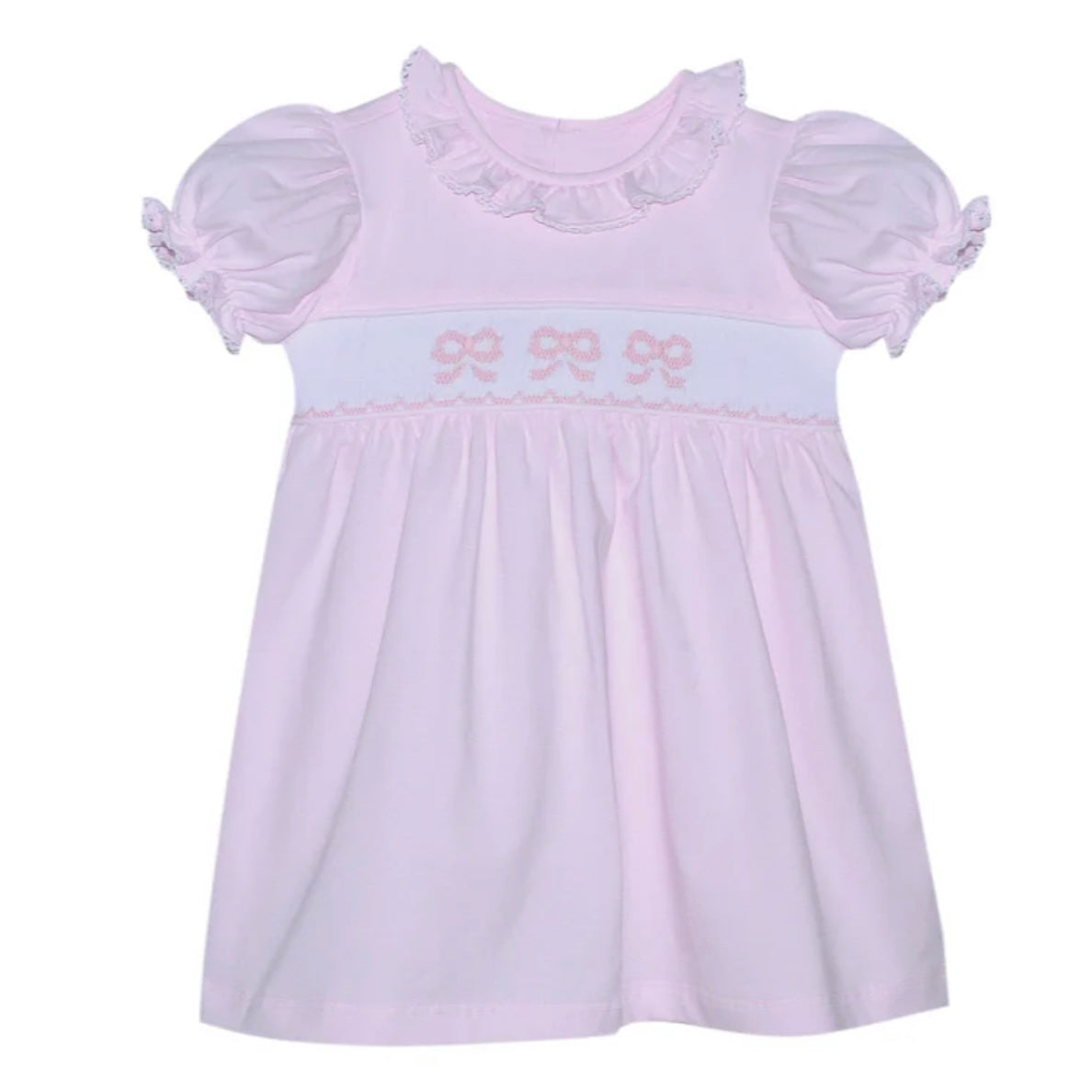 Baby Sen Girls Pink Bow Smocked Bryn Dress