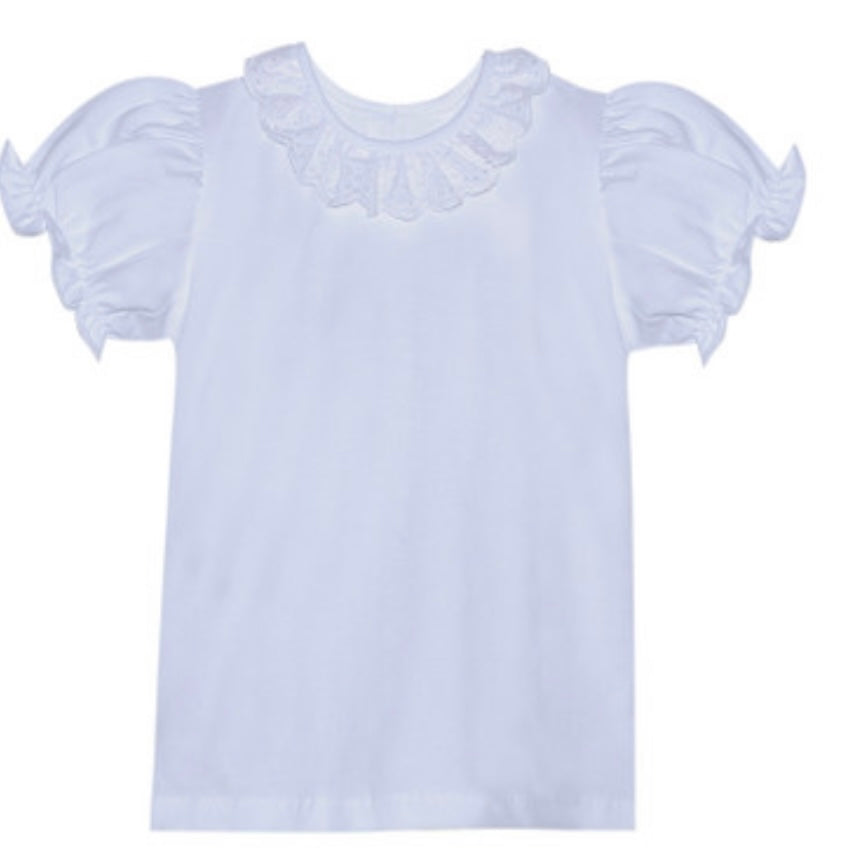 Remember Nguyen Girls White Blouse with Eyelet Collar