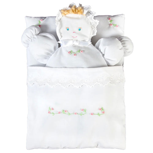 Rosalina Girls White Rose Bullion Bunting Doll