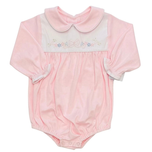 Auraluz Girls LS Pink Bubble with Hand Embroidered Bow