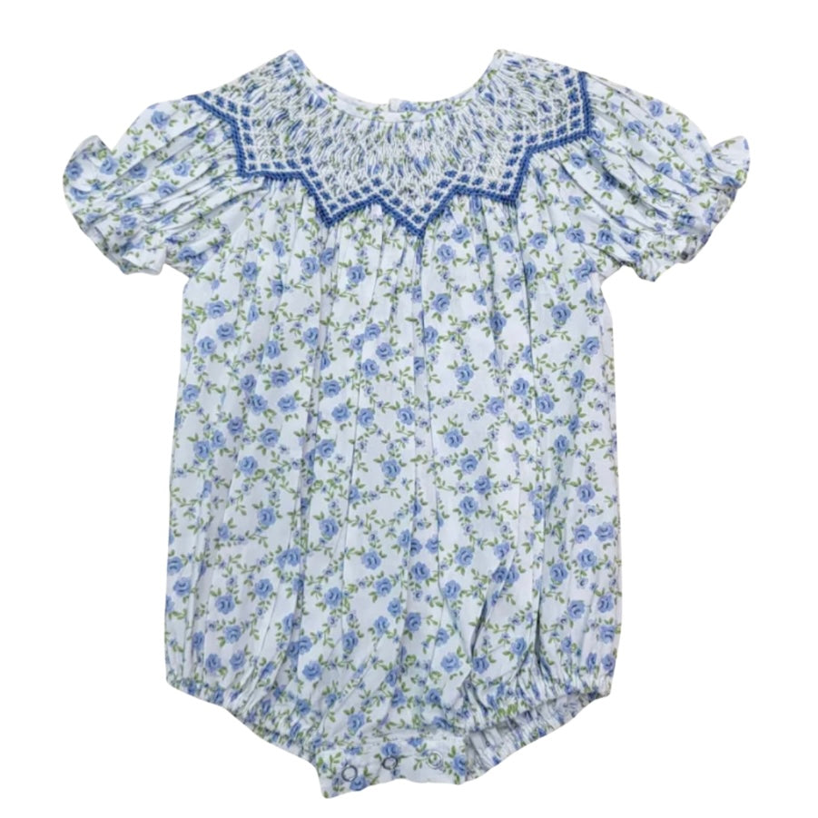 Sweet Dreams Girls Jessica Blue Floral Smocked Dress