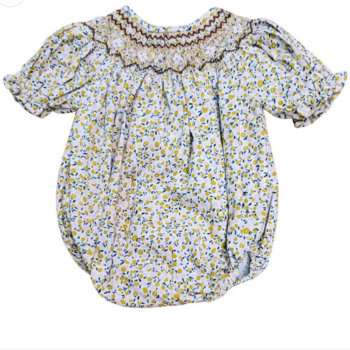 Sweet Dreams Girls Bailey Corduroy Floral Smocked Print Bubble