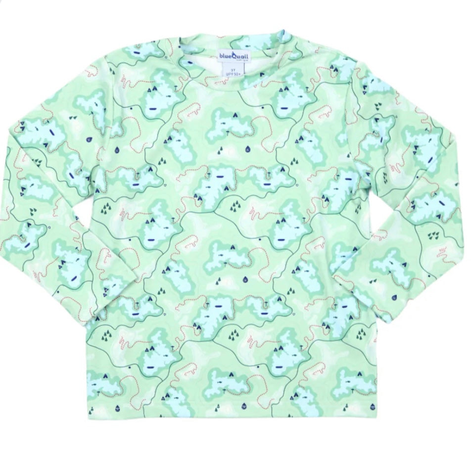 Bluequail Boys LS Trail Map Camo Performance Tee
