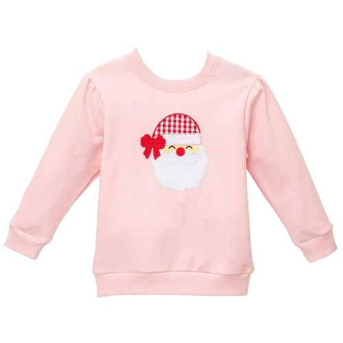 Trotter Street Girls Pink French Terry Pullover with Santa Applique