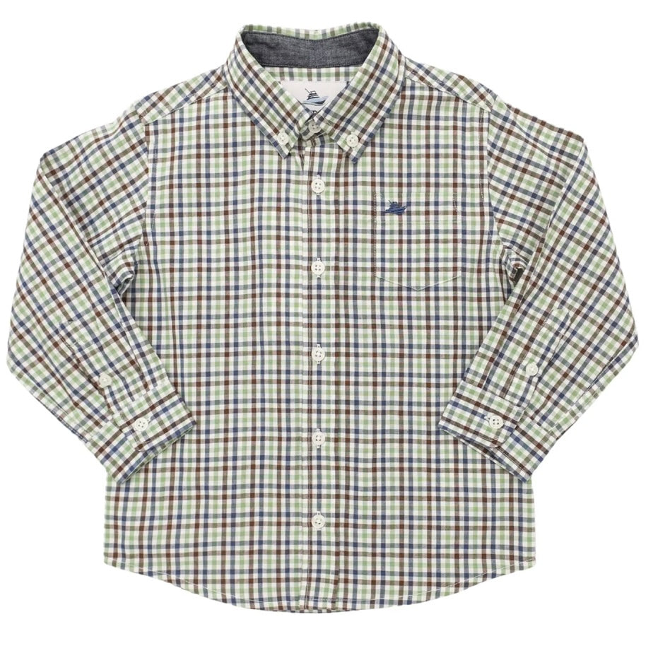 Southbound Boys LS Dress Shirt-Navy/Aspen Green