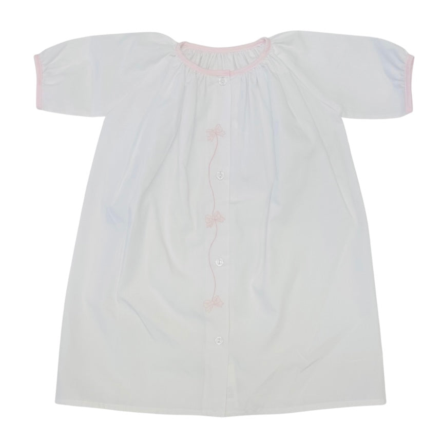 Auraluz Girls White Day Gown with Shadow Stitch Bows