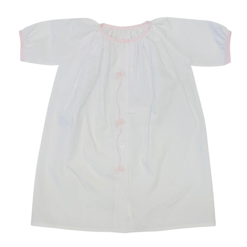Auraluz Girls White Day Gown with Shadow Stitch Bows