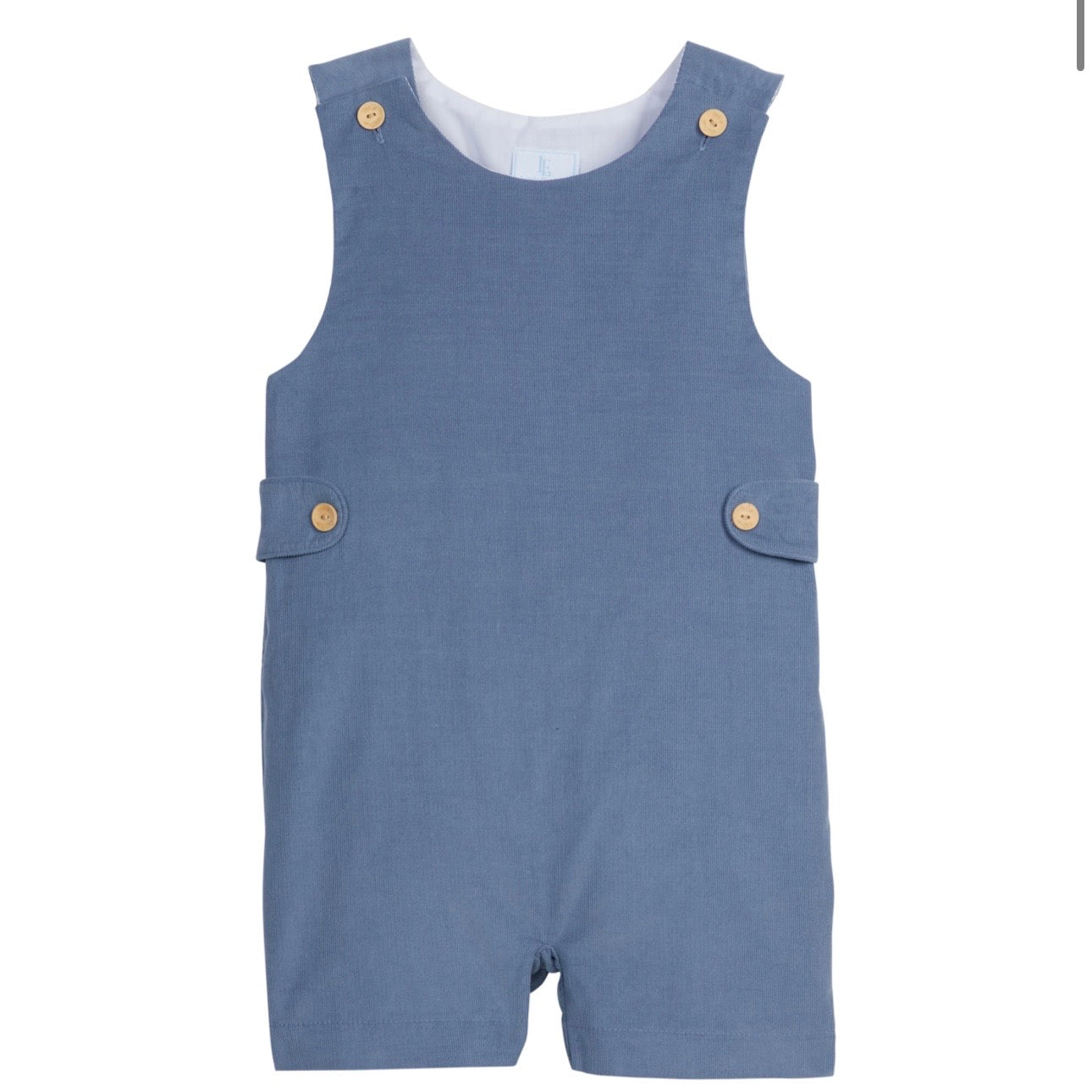 Little English Boys Button Tab John John-Stormy Blue Corduroy