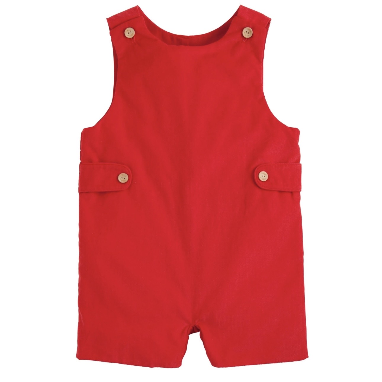 Little English Boys Button Tab John John-Red Corduroy
