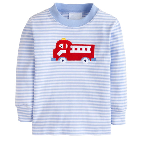 Little English Boys LS Fire Truck Applique Shirt