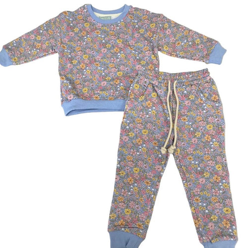 Sage & Lily Girls Blue Floral Jogger Set