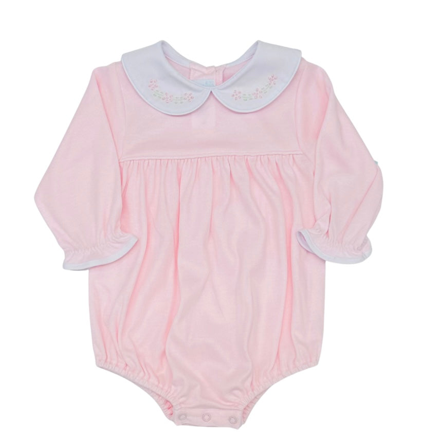 Auraluz Girls LS Pink Bubble with Satin Flower Embroidery