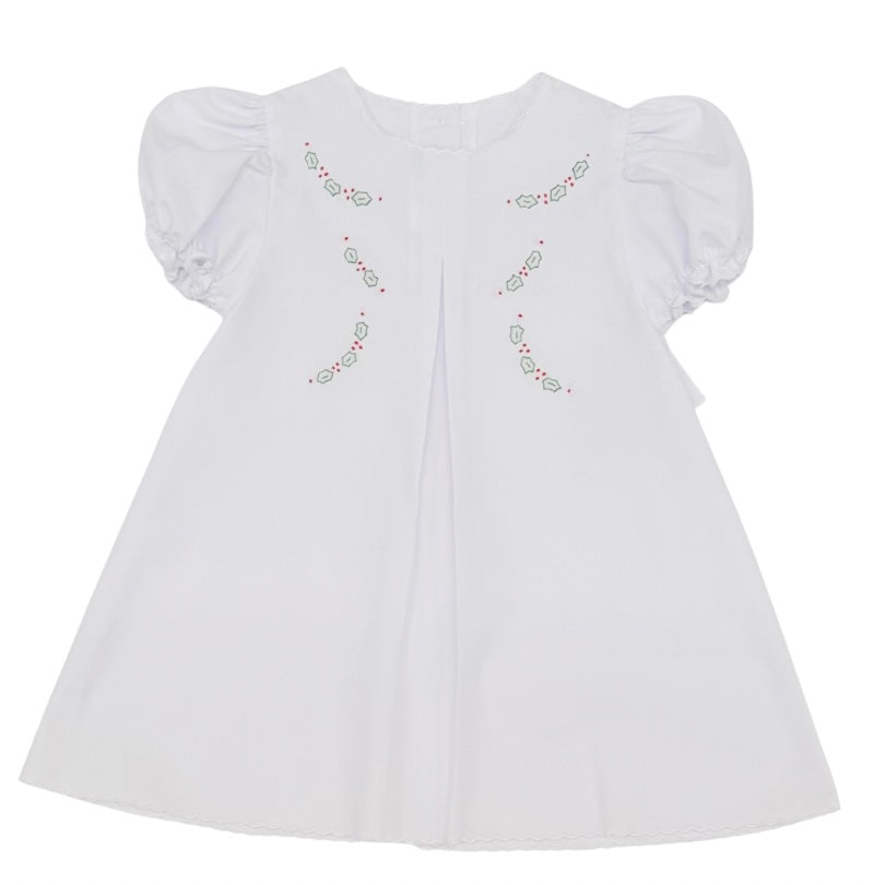 Auraluz Girls White Holly Christmas Dress
