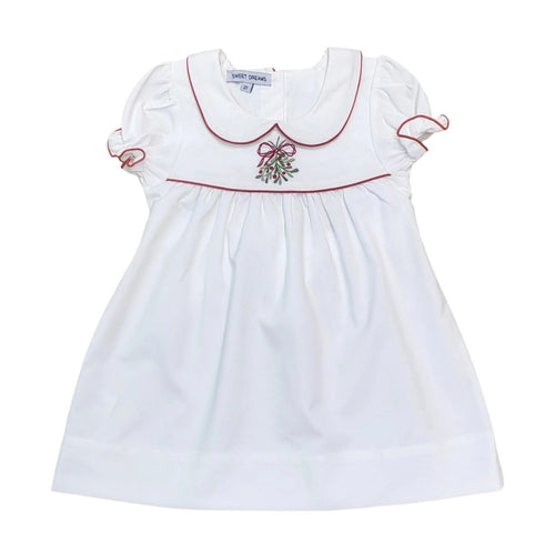 Sweet Dreams Girls Mistletoe Embroidery Dress