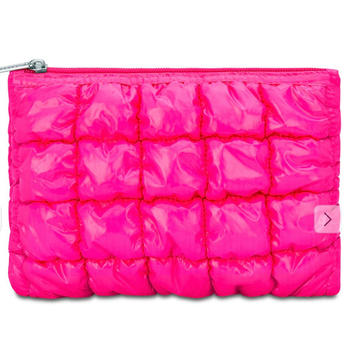 Iscream Hot Pink Shiny Puffer Pouch