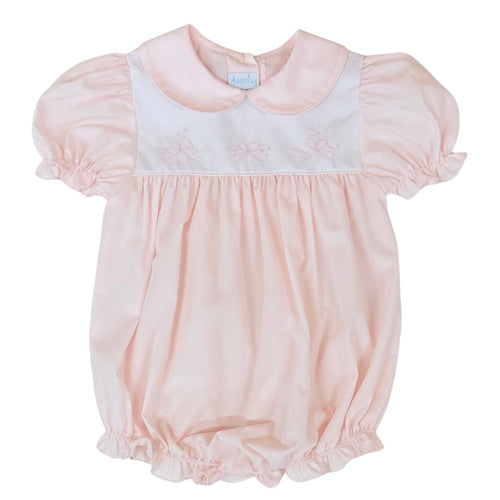 Auraluz Girls Pink Bubble with Shadow Stitched Bow Embroidery