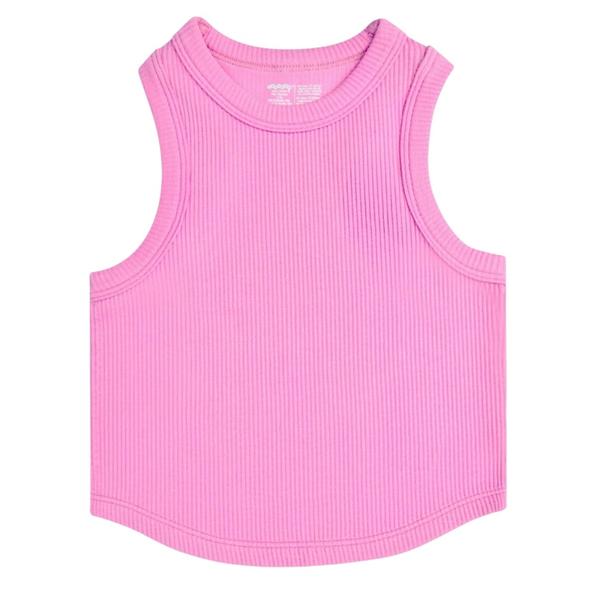 Iscream Girls Rose Cropped Ribbed Racerback Tank Top