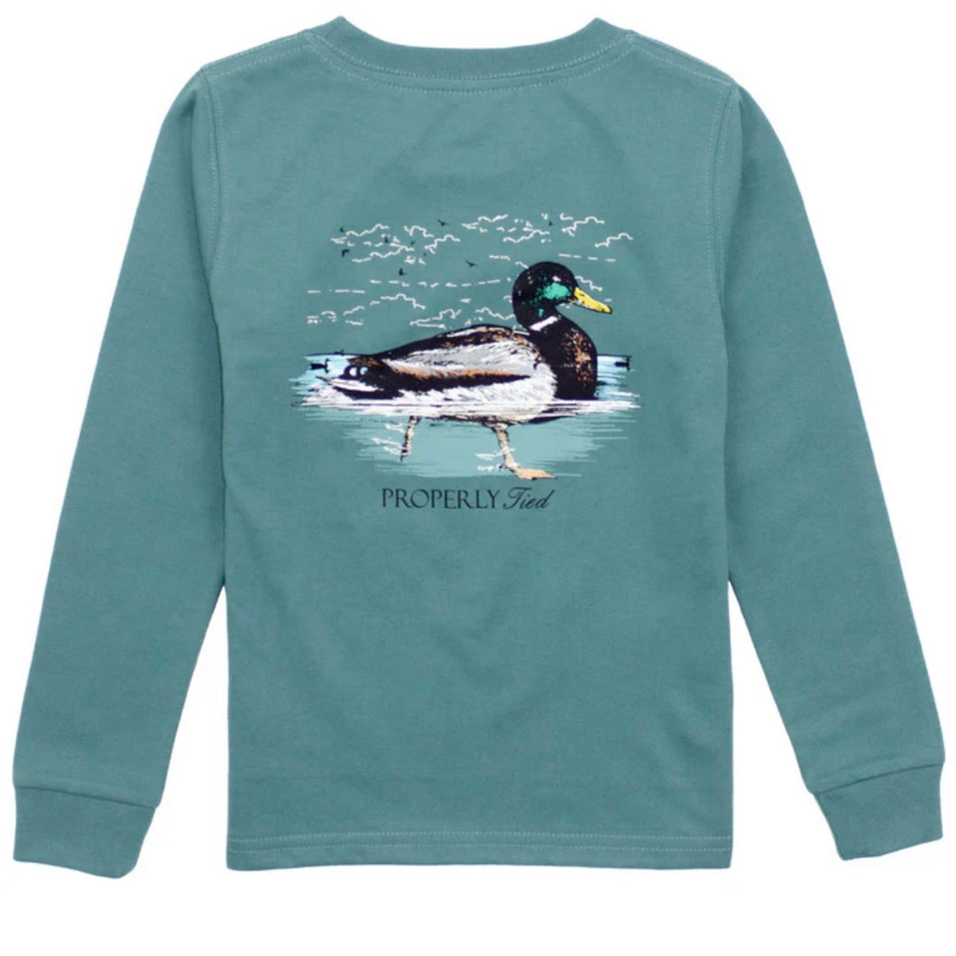 Properly Tied Boys LS Swimming Mallard Tee