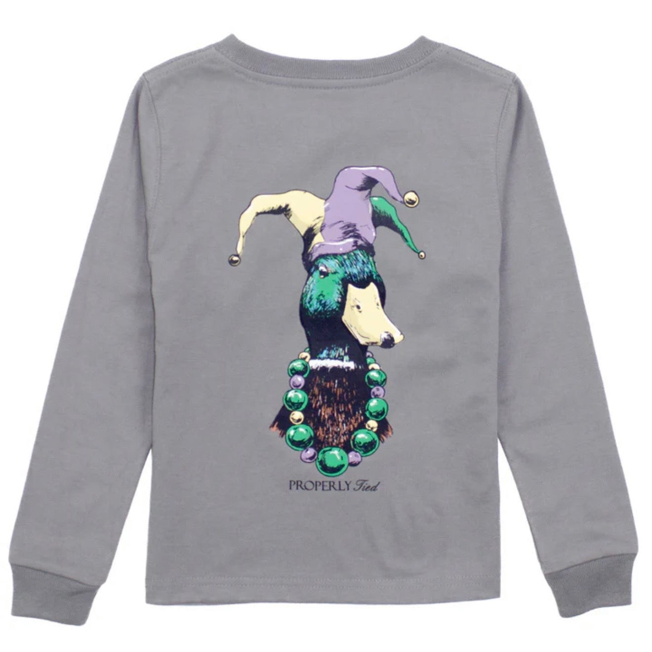 Properly Tied Boys LS Mardi Gras Mallard in Battleship Grey