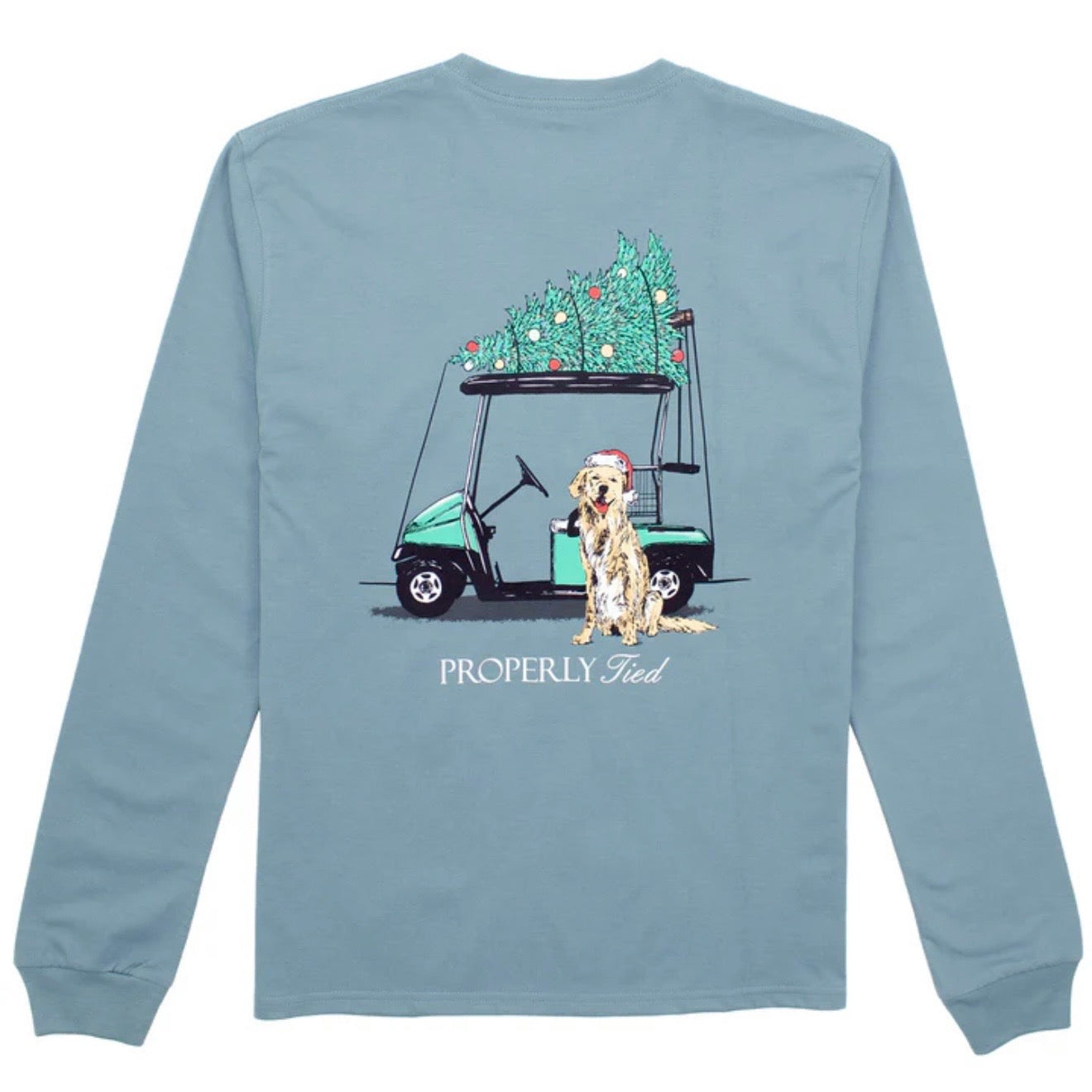 Properly Tied Boys LS Santa's Caddy Tee in Steel Blue