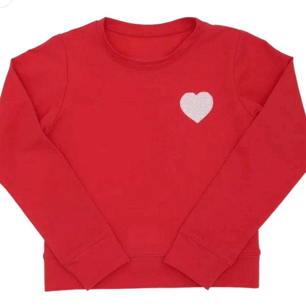 Azarhia Girls LS Red Sequin Heart Holly Top