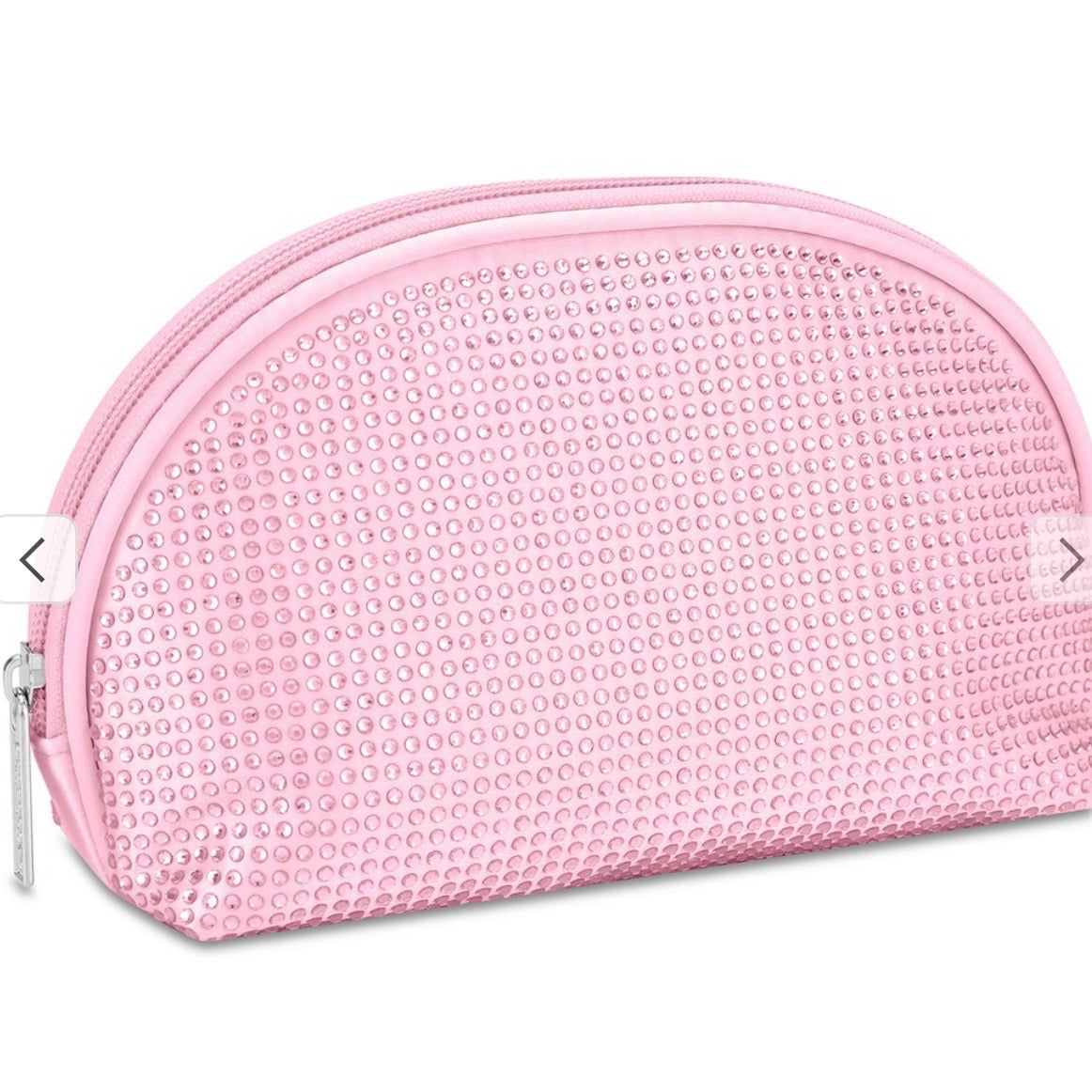 Iscream Pink Rhinestone Oval Cosmetic Bag