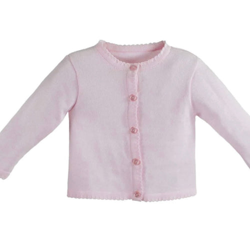 Petit Ami Girls Pink Scallop Edge Cardigan