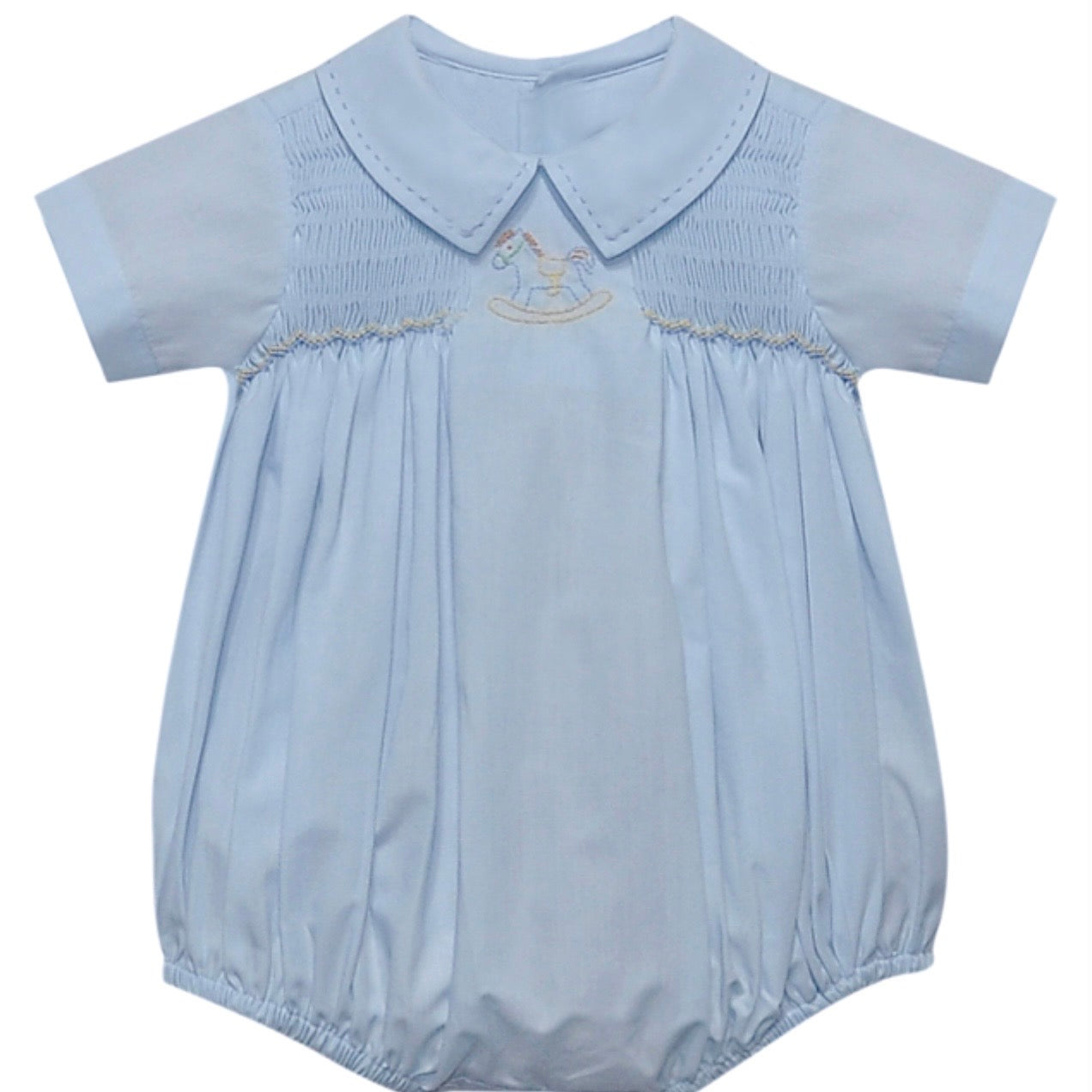 Baby Sen Boys Blue Emerson Bubble with Rocking Horse Embroidery