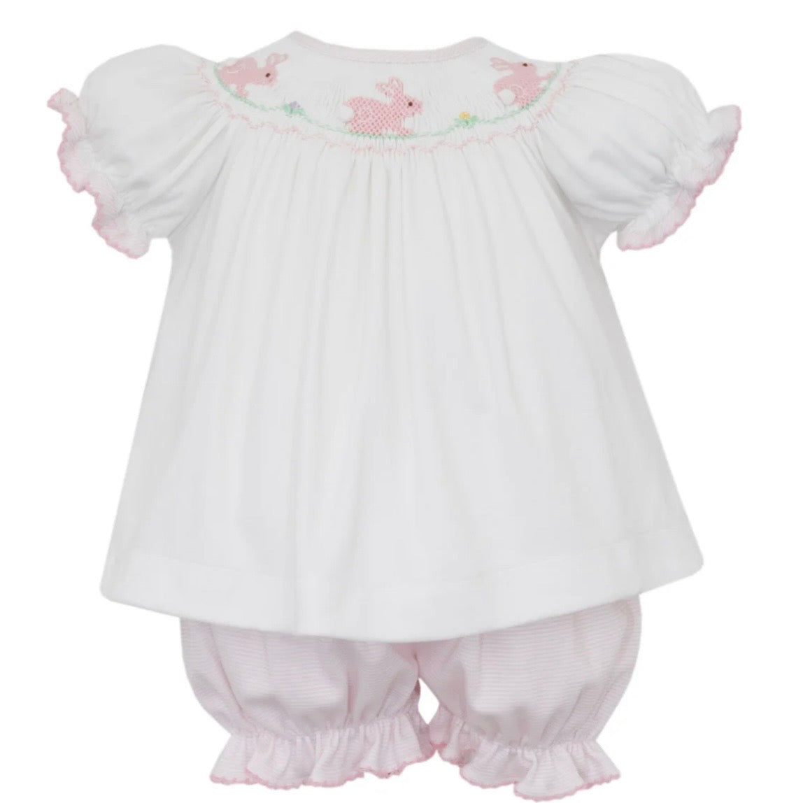 Petit Bebe Pink Knit Bunny Girl Bloomer Set