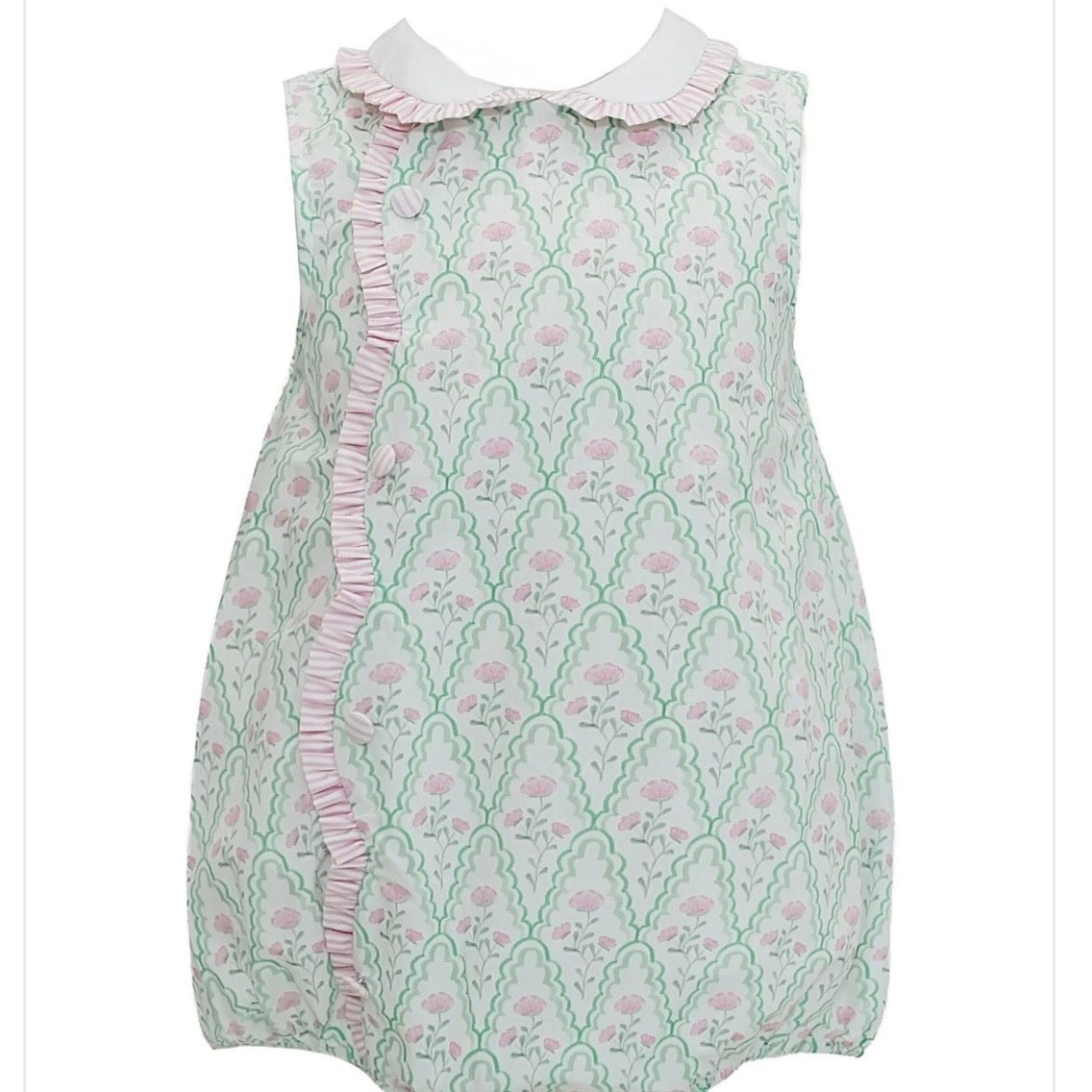 Krewe Girls Claire Green and Pink Floral Scallop Bubble