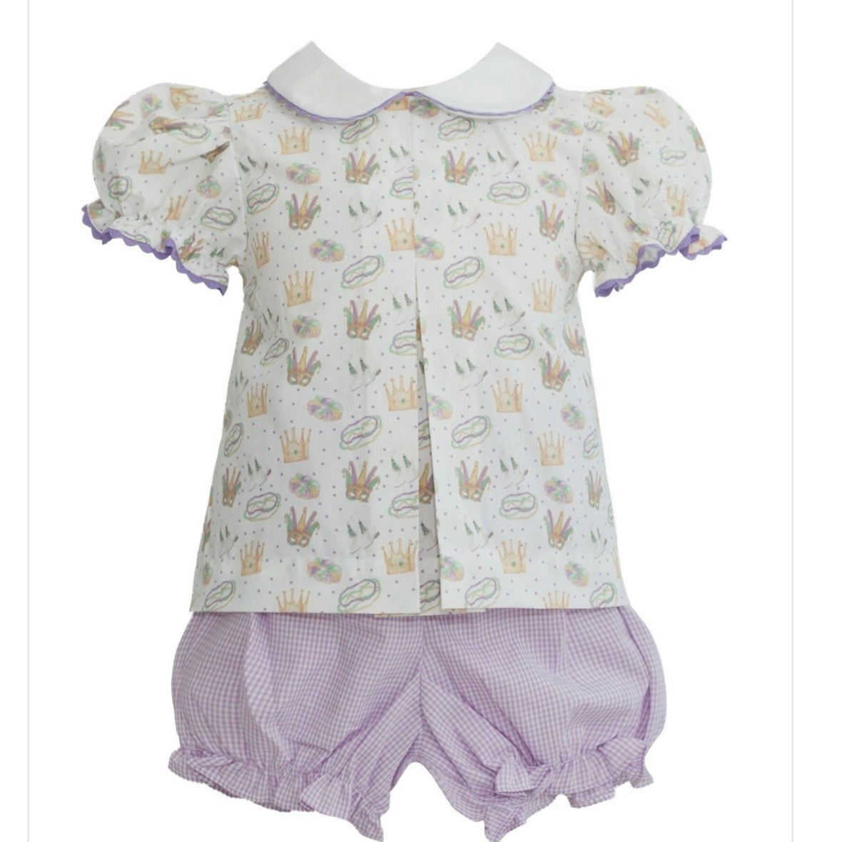 Krewe Girls Isabelle Mardi Gras Icon Print Pleat Bloomer Set