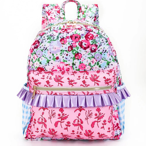 Mills Proper Pink Lavender Flower Girls Ruffle Backpack