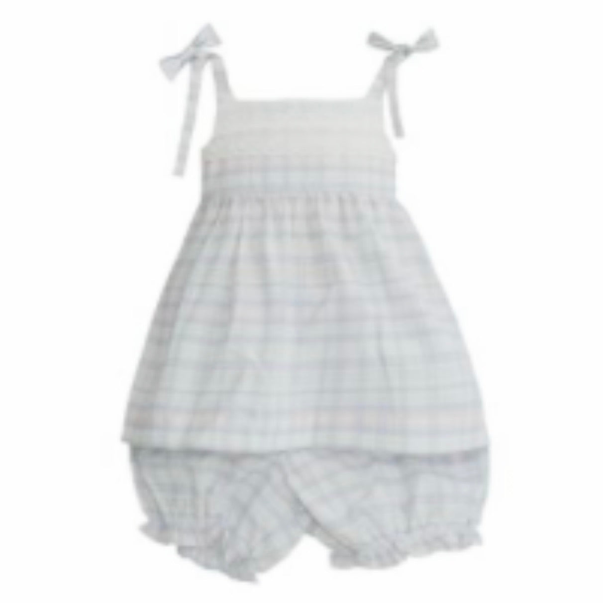 Krewe Girls Kinley Blue Spring Plaid Tie Bloomer Set