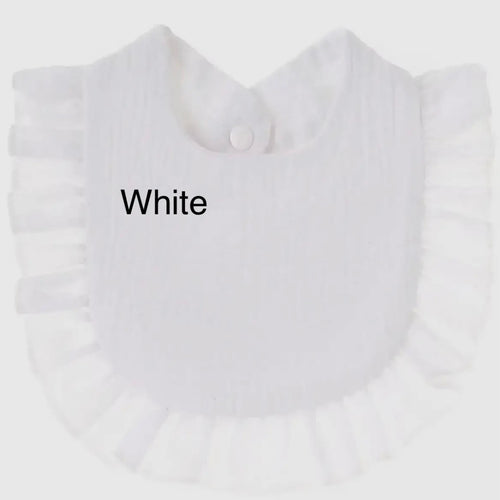 Zsa Zsa and Lolli White Ruffled Muslin Bib