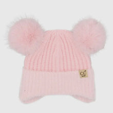 C.C. Baby Fur Earflap Pompom Beanie-Available in Pink, Ivory, Beige