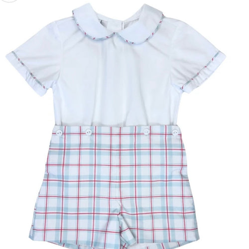 Krewe Boys Fall Plaid Buttonon Short Set