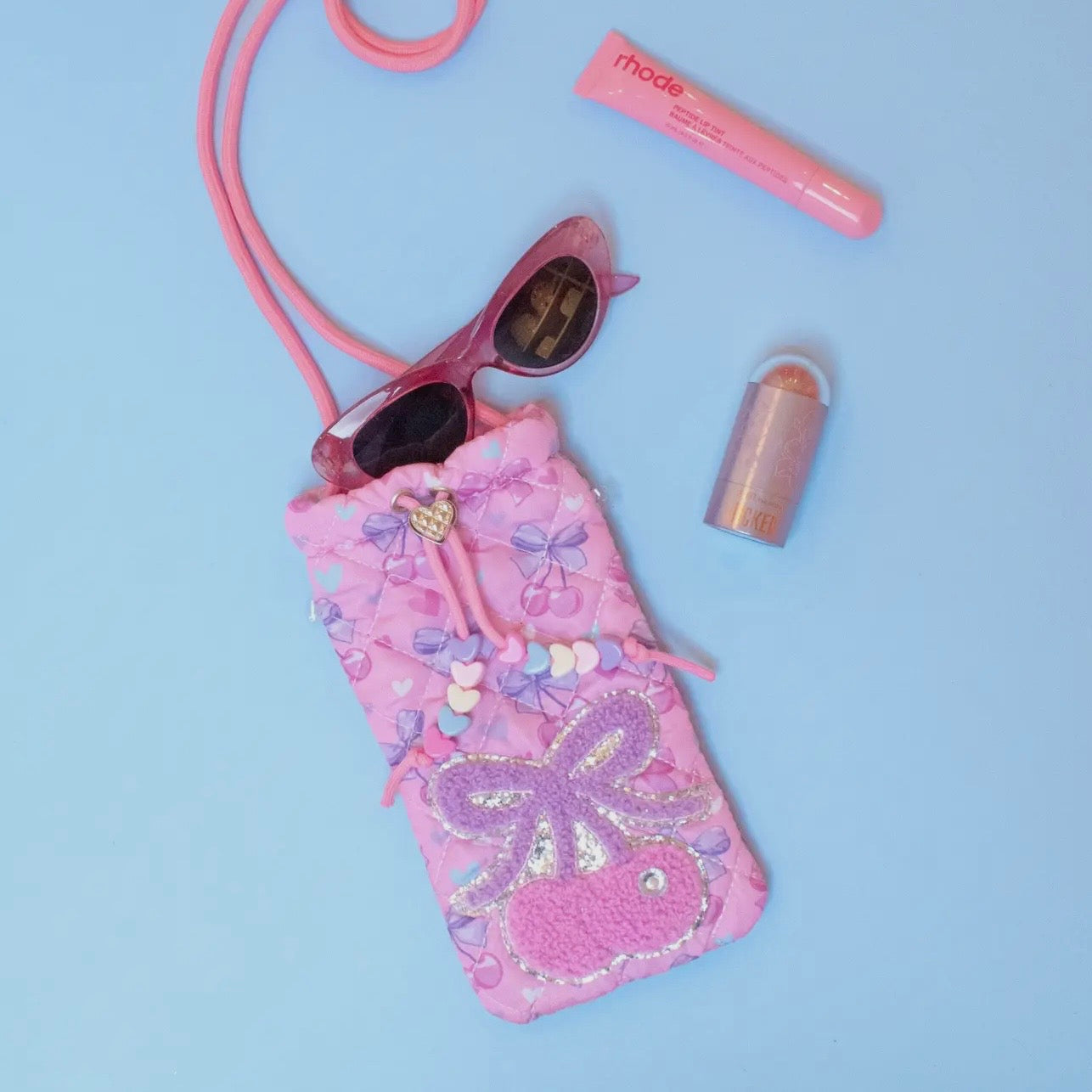 OMG Cherry Printed Drawstring Case and Sunglasses