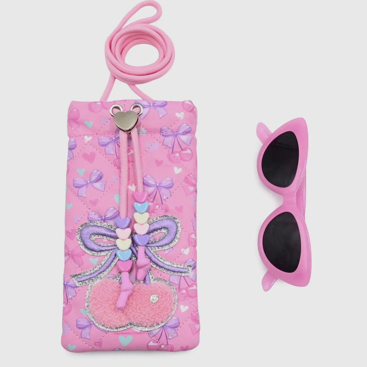 OMG Cherry Printed Drawstring Case and Sunglasses
