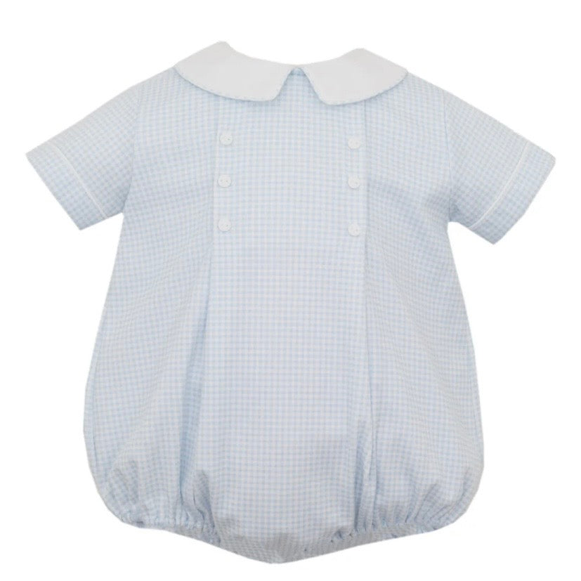 Petit Bebe Boys Blue Gingham Bubble