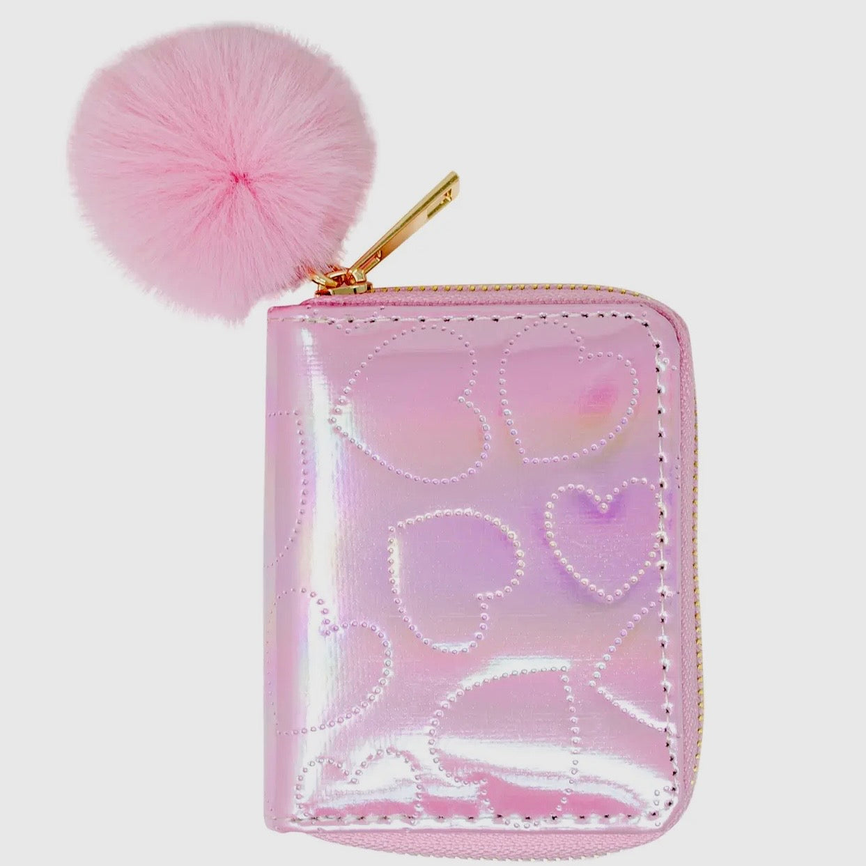 Tiny Treats Girls Shiny Dotted Heart Wallet-Pink