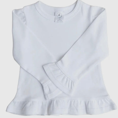 Mills Proper Girls White LS Ruffled Shirt