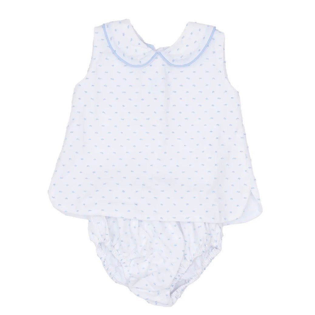 The Oaks Raleigh Light Blue Swiss Dot Diaper Set