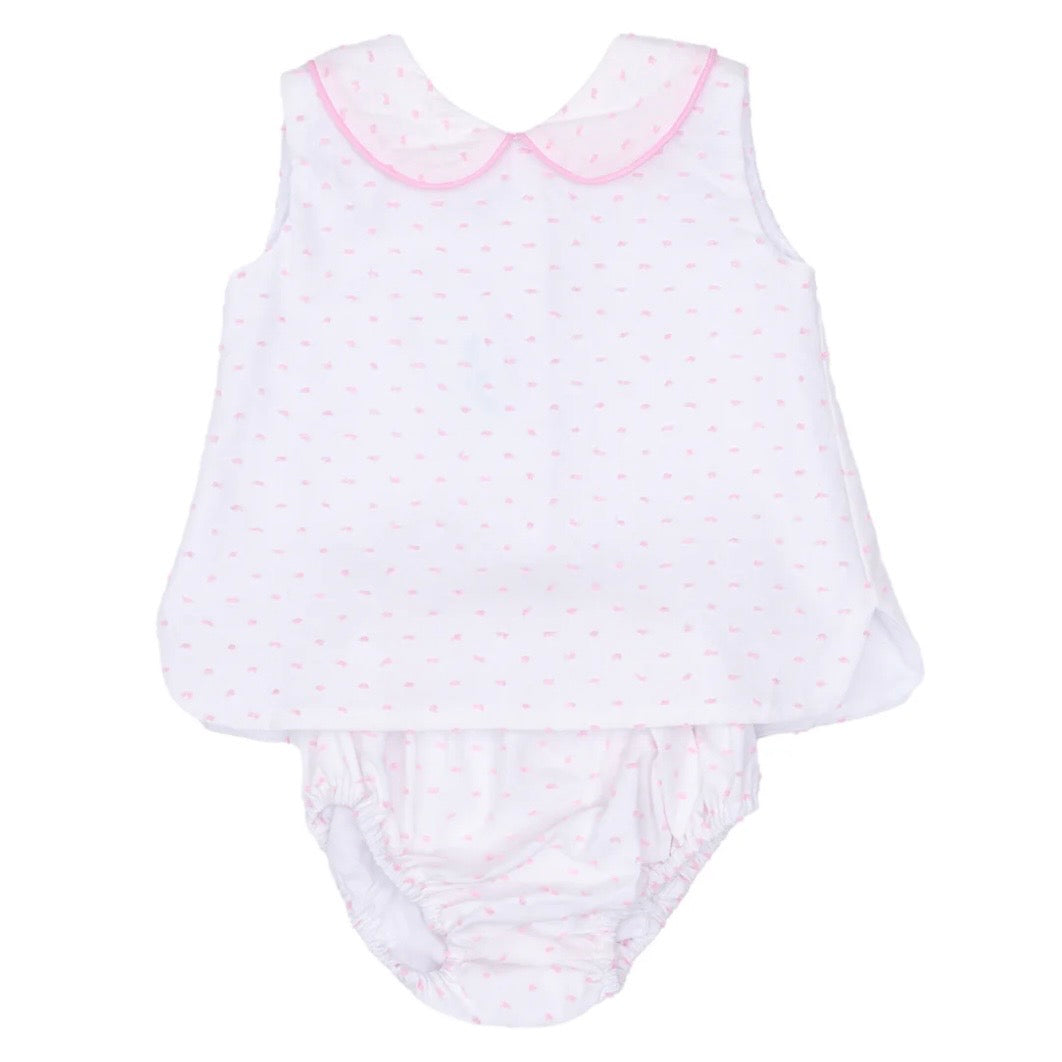 The Oaks Raleigh Light Pink Swiss Dot Diaper Set