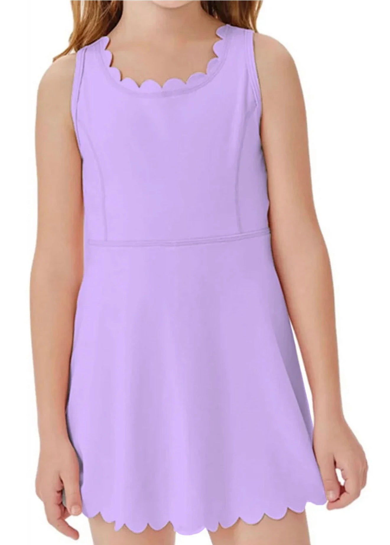Azarhia Girls Lavender Scallop Tennis Dress