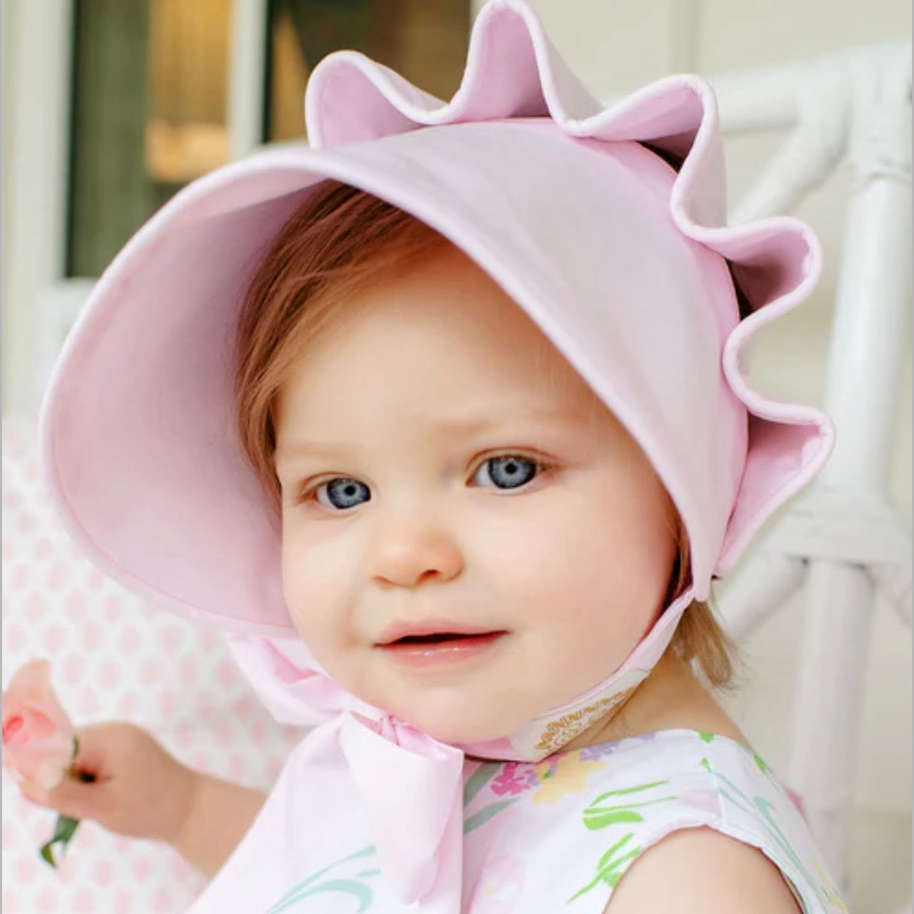 Beaufort Bonnet Girls Palm Beach Pink Broadcloth Bonnet