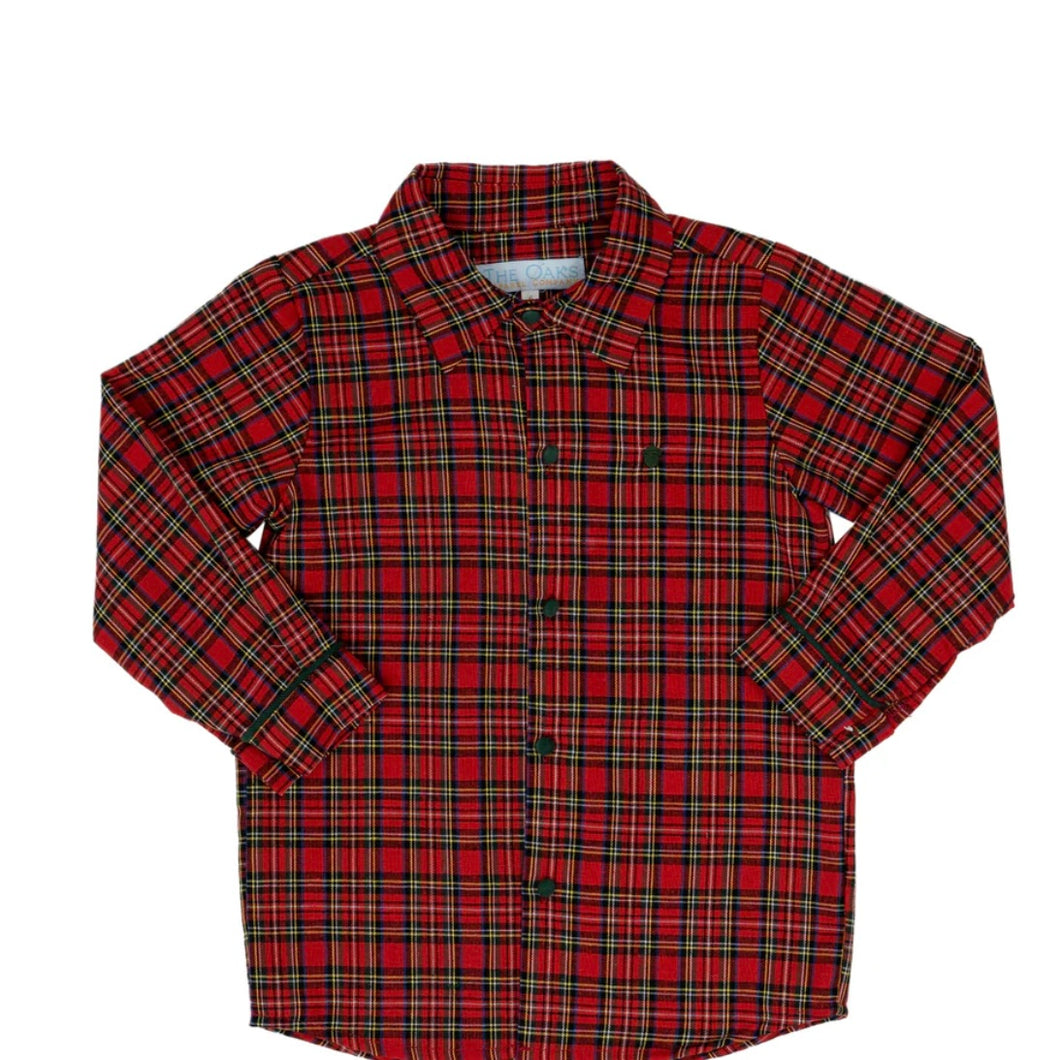 The Oaks Boys William Red Tartan Oxford Shirt