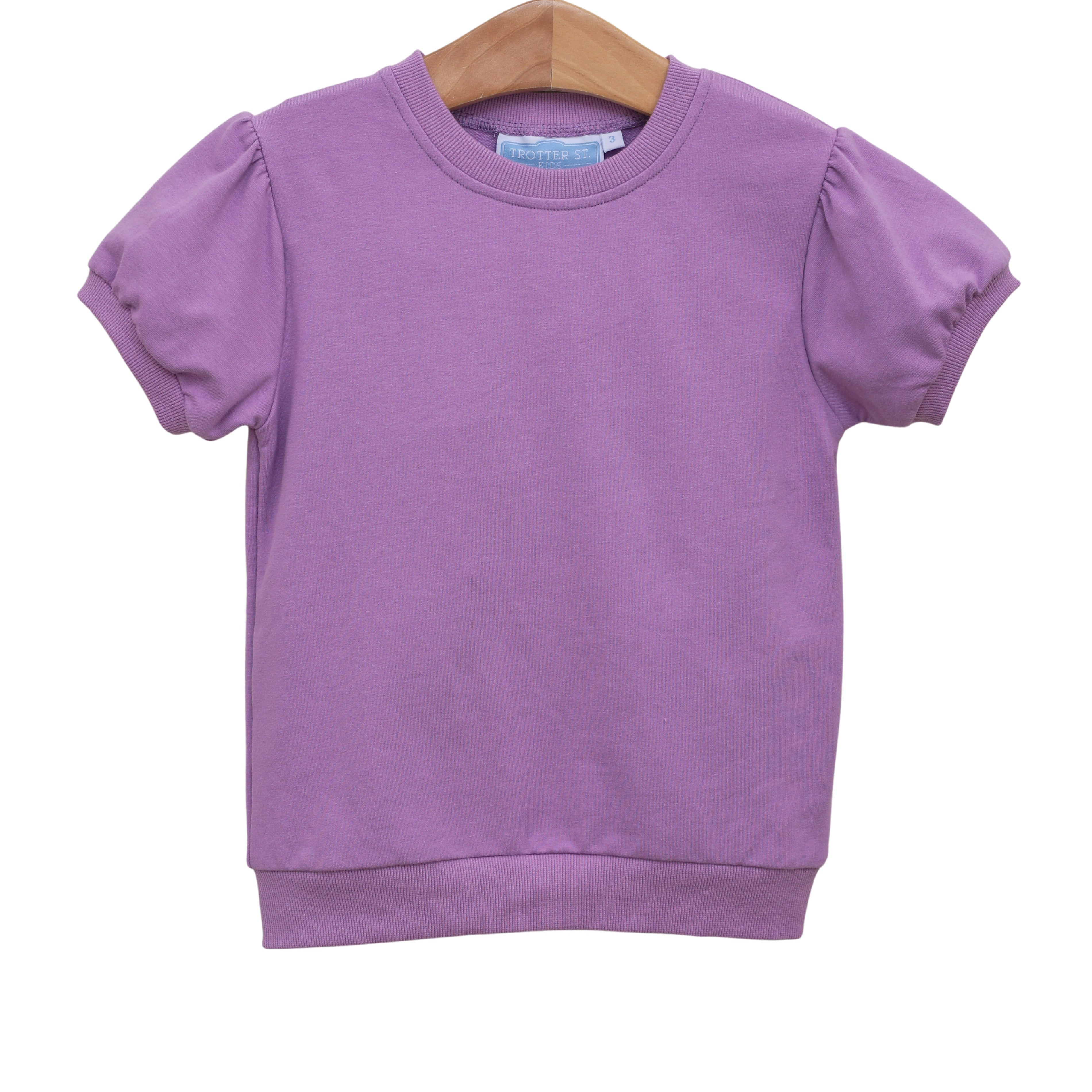 Trotter Street Girls Landry Puff Sleeve Lavender Top